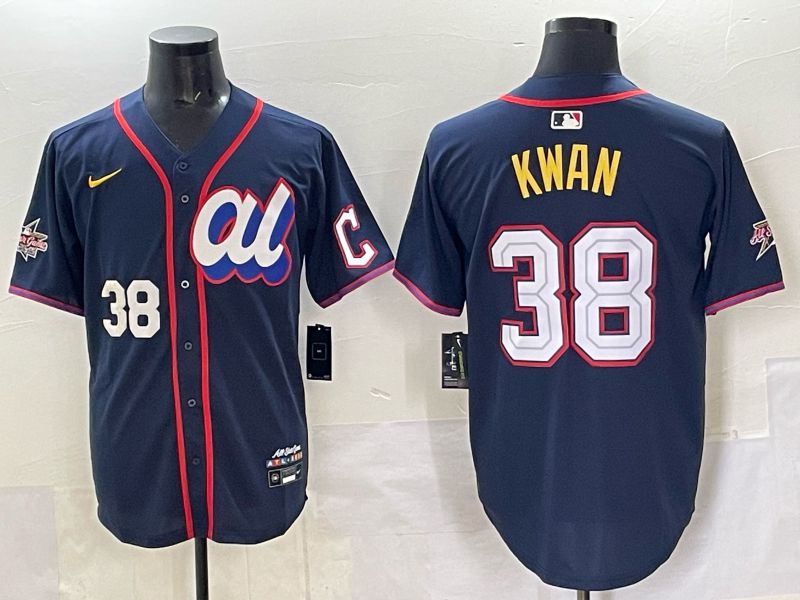 Men 2025 Cleveland Indians #38 Kwan Drak Blue All star Nike MLB Jersey style 4